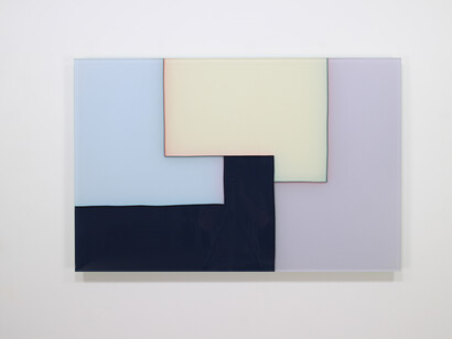 Tom Henderson, At a crossroads, Panneau de Plexiglas, peinture à l’huile, 72 x 110 x 4 cm