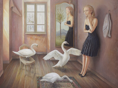 Ilaria Del Monte, Il giorno di Leda, olio su tela, 60 x 70 cm, 2013