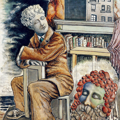 Alberto Savinio, Le rêve du poète, 1927, olio su tela, 116 x 88,5 cm, collezione privata, © Alberto Savinio by SIAE 2021, particolare
