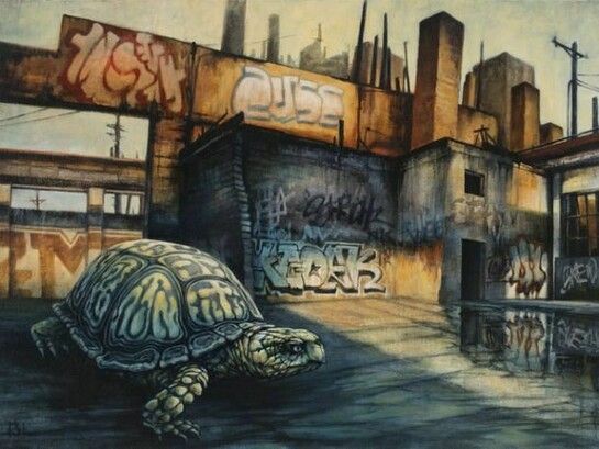 Brin Levinson, “Painters Refuge”, 2013, oil on canvas, 24″ x 40″