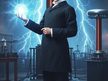 Nikola Tesla: The Master of Lightning, portrayed in an AI-generated image