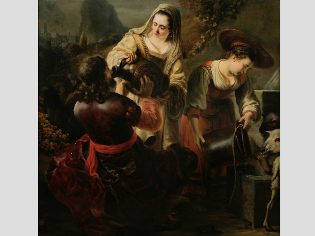 Ferdinand Bol (1616-1680), Eliézer et Rebecca au puits , vers 1645-1646, Huile sur toile, 171x171,8cm © New York, The Leiden Gallery