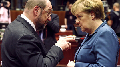 Martin Schulz y Angela Merkel