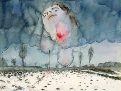 Anselm Kiefer, Winter Landscape (Winterlandschaft), 1970. Watercolour, gouache, and graphite pencil on paper, 42.9 x 35.6 cm. Lent by the Metropolitan Museum of Art, Denise and Andrew Saul Fund, 1995 (1995.14.5). Photo © 2014. Image copyright The Metropolitan Museum of Art/Art Resource/Scala, Florence / © Anselm Kiefer