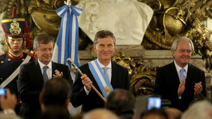 El presidente de Argentina, Mauricio Macri, en su toma de posesión