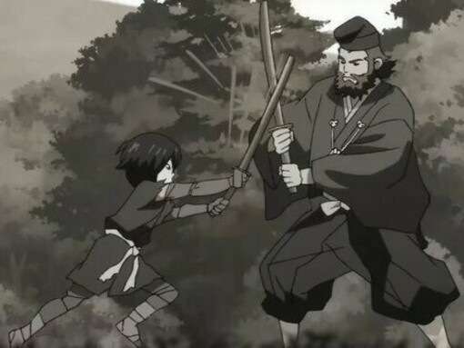 Hyakkimaru training with Jukai in Dororo, reflecting the pain and resilience central to darker fantasy anime