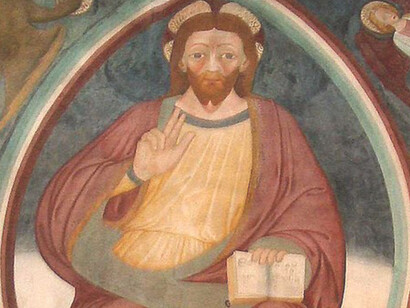 Gli affreschi nell'abside della pieve di S.Maria, Volpedo, Italia