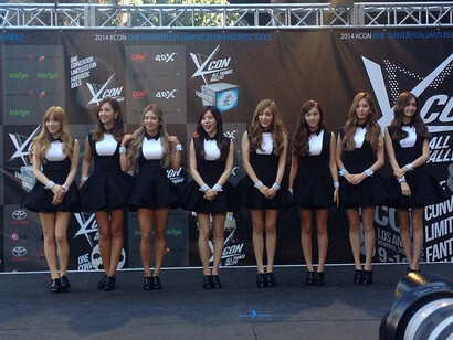 Girls' Generation on the red carpet at the 2014 KCON Music Festival, South Korea