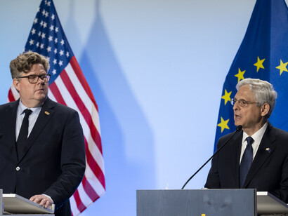 Attorney General of the United States, Merrick Garland with Swedish Minister of Justice, Gunnar Strömmer in the United States-European Union Justice and Home Affairs Ministerial in Stockholm