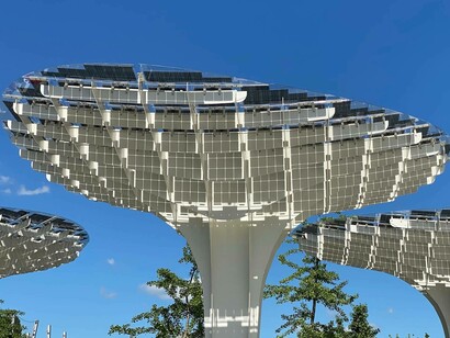 Larger solar panel structures, Széllkapu Park, Budapest, Hungary