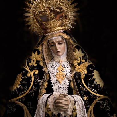 Escultura de la Virgen Dolorosa, una advocación que cuenta con gran número de devotos en países como Argentina, Nicaragua, Colombia, Ecuador, España, Guatemala, Italia, México, Panamá y Portugal