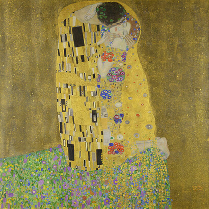 Gustav Klimt, Il bacio, olio su tela, 1907-1908, Museo del Belvedere, Vienna, Austria