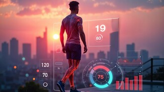 A man being scanned by a digital health app to track his health and progress