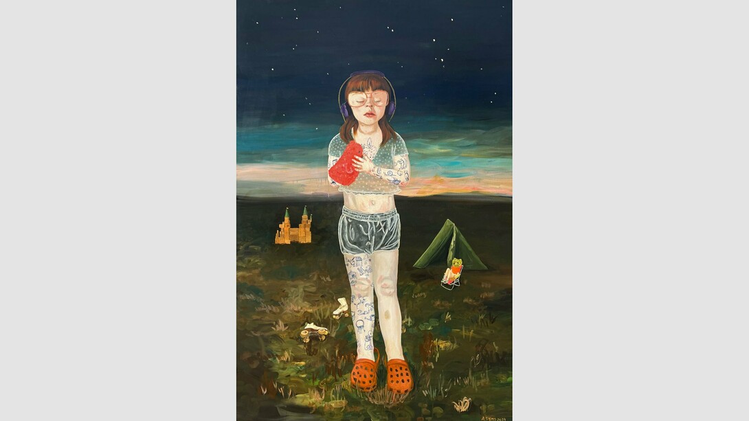 Anne Siems, “Cosmic Sound,” acrylic on panel, 60 x 40 in. Courtesy of the artist and Patricia Rozvar Gallery