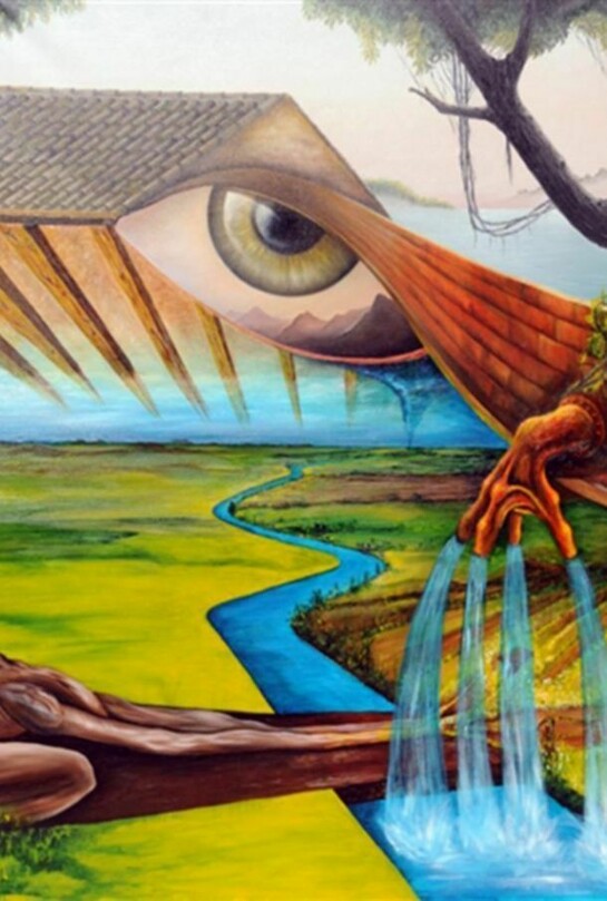 Eduardo Rodriguez, Recuerdos (Memories), Acrylic & Oil on Canvas, 51" x 38"