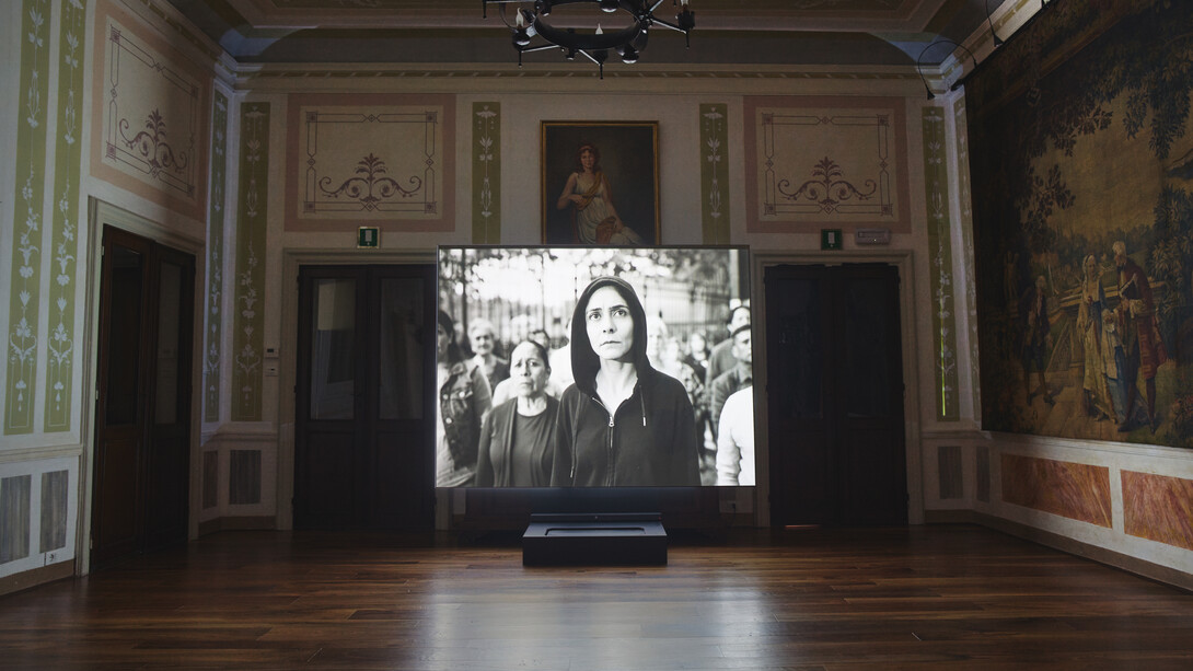 Do U Dare! is an exhibition at Palazzo Marin in Venice featuring a film trilogy by visual artist and filmmaker Shirin Neshat, Italy