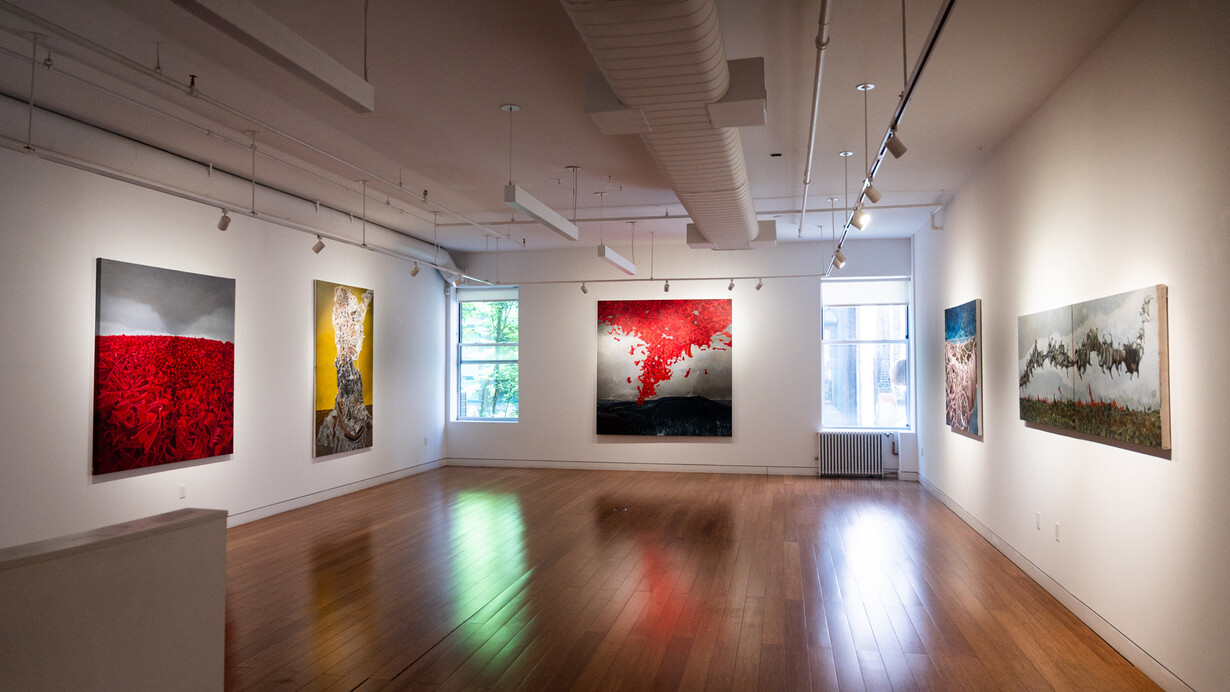 Sajal Sarkar, Birth of another God, exhibition view. Courtesy of Aicon Contemporary