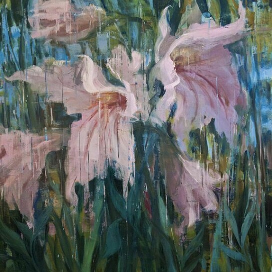 Joseph Adolphe, Weeping Gladiola, 2014, Oil on Canvas, 62" x 58"