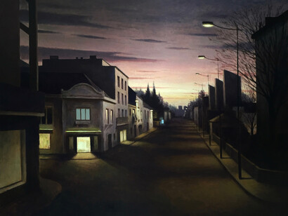 Néons, oil on canvas, 45 x 57½ (114.3 x 146cm) 