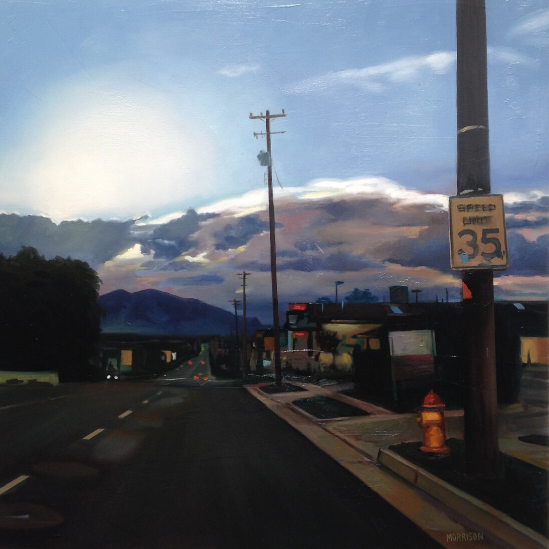 Margaret Morrison, 33rd South, 2015, Oil on wood, 24 x 24; inches; 61 x 61 cm, Signed LR