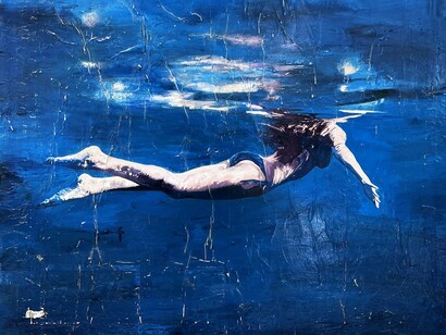 Greg Miller, Seaside Acrylic, Collage, 48 x 48 in. Courtesy of the artist and JoAnne Artman Gallery