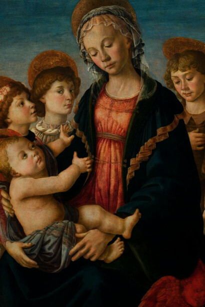 Alessandro Filipepi detto Botticelli, Madonna con Bambino, San Giovannino e due angeli
