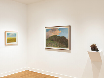 Dennis Leon, Collage, pastels, and sculpture 1975-1990, exhibition view. Courtesy of Paul Thiebaud Gallery