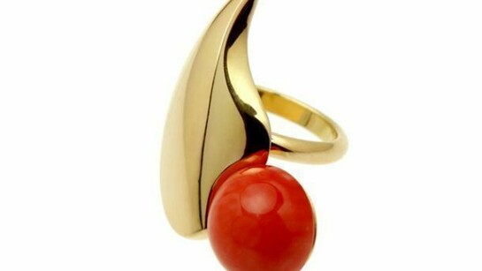 ‘ABToklas’ mediterranean red coral and 18ct yellow gold ring