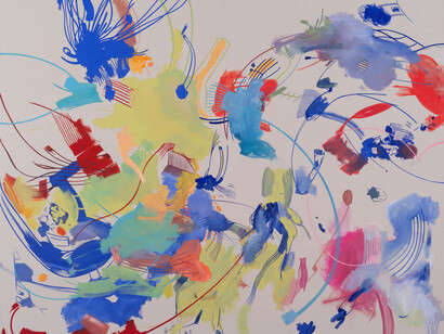 Sue Williams, Lines Going Up, 2014, Oil on canvas, 54 1/4 x 64 inches; 137.8 x 162.6 cm