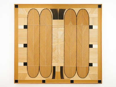 Garo Antreasian, West of Djibouti, 2001, acrylic on wood, 59x64, © Garo Antreasian. Courtesy of Tufenkian Fine Arts