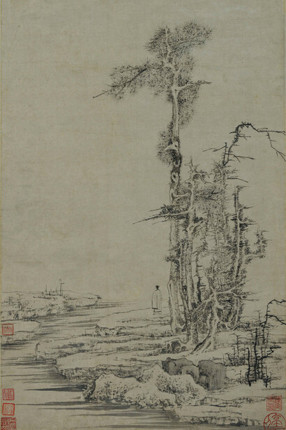 Wen Zhengming, Solitary figure in the autumn forest (detail), Hanging scroll, ink on paper
66.5 x 29.2 cm. Chih Lo Lou Collection, Hong Kong. Museum of Art. CL2018.0021, not dated (ca. 1510). Courtesy of Hong Kong Museum of Art