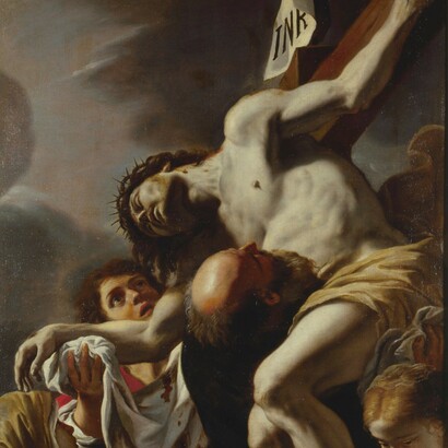 Mattia Preti, Deposizione di Cristo dalla croce, Ottavo decennio del XVII secolo, olio su tela, cm 179x128, Collezione Fondazione De Vito, particolare