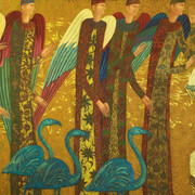 Angels, Flamingos and Blue Winged Stag (detail), 122x175, oil on canvas, 2022, Normandy