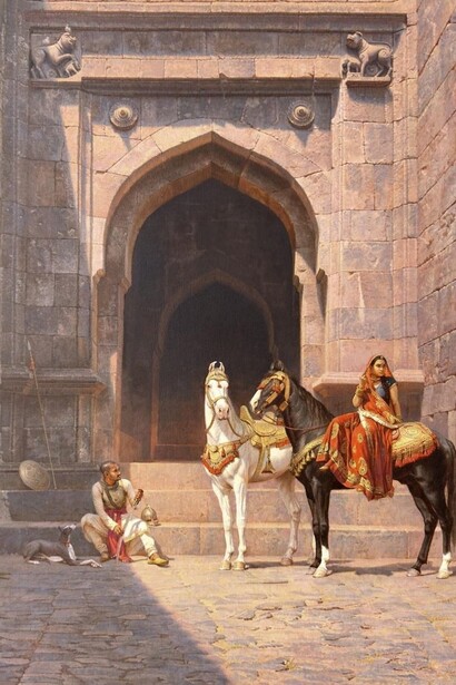 Rappresentazione delle maestà regali all'ingresso del Forte, Mukesh Art Gallery