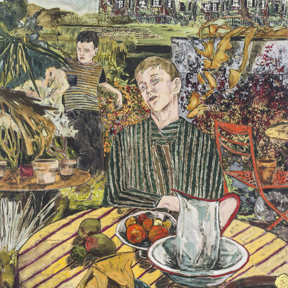 Hernan Bas, “Two Fruits”, 2015, Acrylic on linen, 152,4 x 121,9 cm /60 x 48 inches, Photo: R. H. Hensleigh, Courtesy Galerie Perrotin