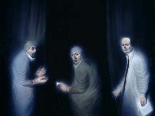 Ken Currie, Three Oncologists, 2002, oil on canvas: 195.58 x 243.84 cm, Scottish National Portrait Gallery