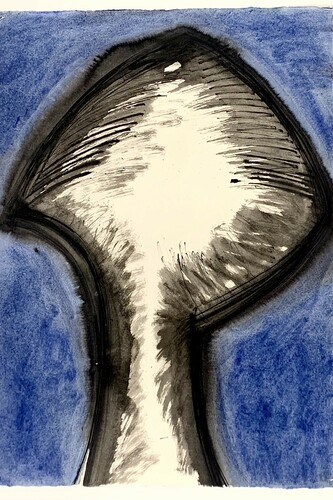 David Hayes, Study for bronze sculpture, gouache on paper, 22.25x16 in