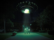 A digital artwork depicting the UFO sightings by the commoners