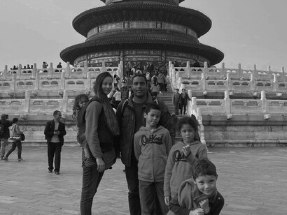 Savannah, her husband and all four of her special needs children at the Temple of Heaven, Beijing, China