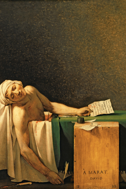 «La muerte de Marat» (1793): la capacidad de David, el pintor de la Revolución, primero, y de Napoleón, después, para recrear una narrativa histórica no siempre coincidente con los hechos se plasma maravillosamente en este alegato pictórico