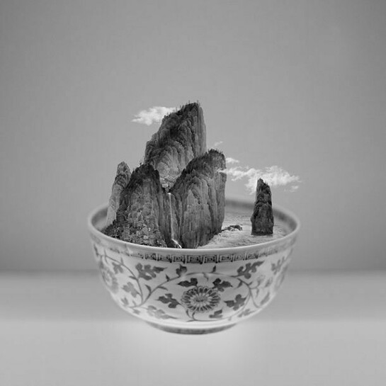 Yang Yongliang, A Bowl of Taipei No. 1, 2012, Epson UltraGiclee print on Hahnemuhle photo, 39 1/2 x 39 1/2 inches, Edition of 7. Image courtesy of the artist and RH Contemporary Art
