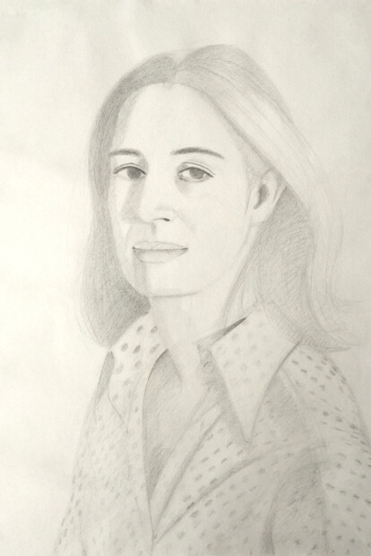 Alex Katz, Ada in Polka Dot Blouse, 1975, graphite on paper, 30 1/2” x 22", Signed, dated upper left. Exhibited: Alex Katz: A Drawing Retrospective, 1991-1992 Museum of Art, Munson-Williams-Proctor Institute, Utica, NY. Colby College Museum of Art, Waterville, ME. Arkansas Art Center, Little Rock, AR. Illustrated in color in catalog.