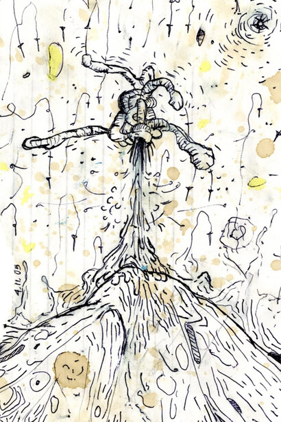 Pope.L, Failure drawing #109, 7.30.04, 4.11.05, Geyser with sun (detail), 2004–05. Courtesy of the Drawing Center