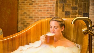 Soaking in a bath and having a pint of cold beer is one of the many wonders of Prague, Czech Republic
