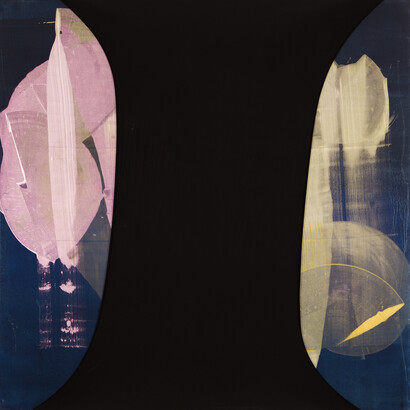 Gabriel Klasmer, Untitled, 2015, Acrylic on canvas with black Lycra, 170 x 170 cm 