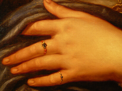 Elena di Troia (dettaglio della mano) di Maarten van Heemskerck (1570)