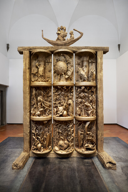 Jean-Marie Appriou. Canto Infinito, exhibition views, Firenze, Palazzo Strozzi, Project Space, 2026. © Jean-Marie Appriou, by SIAE. Photo Ela Bialkowska, OKNO Studio, Courtesy Fondazione Palazzo Strozzi, Firenze