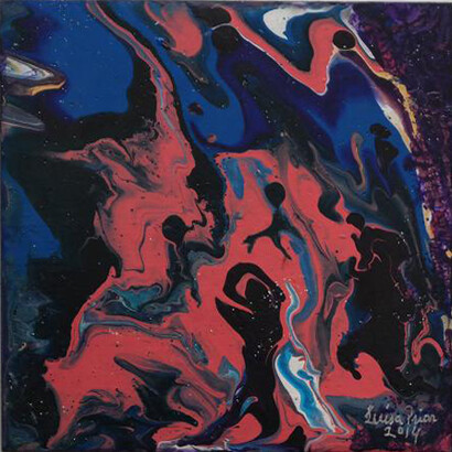 Luisa Prior. Pluralidade dos Seres - Técnica mista sobre madeira, 15 x 15.