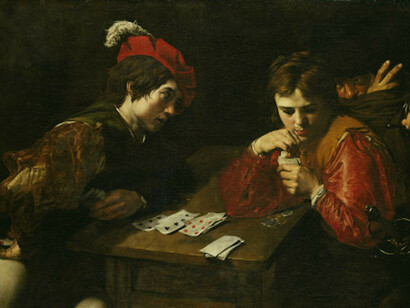 Valentin de Boulogne, Les tricheurs , vers 1614. Huile sur toile, 94,5x137 cm Gemäldegalerie Alte Meister, Staatliche Kunstsammlungen Dresden © BPK, Dresden Gemäldegalerie Alte Meister / Hans-Peter Kleist, dist. RMN-GP.