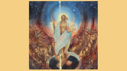 Luigi Salvatori, Sinfonia di Resurrezione, acrilico su tela, 100x100 cm, 2025, particolare. Museo Diocesano di Velletri, Velletri, Italia